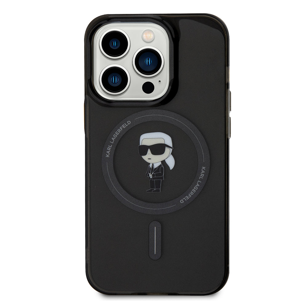 Puzdro MagSafe pre Apple iPhone 14 Pro Max, Karl Lagerfeld, IML Ikonik Karl, Čierne