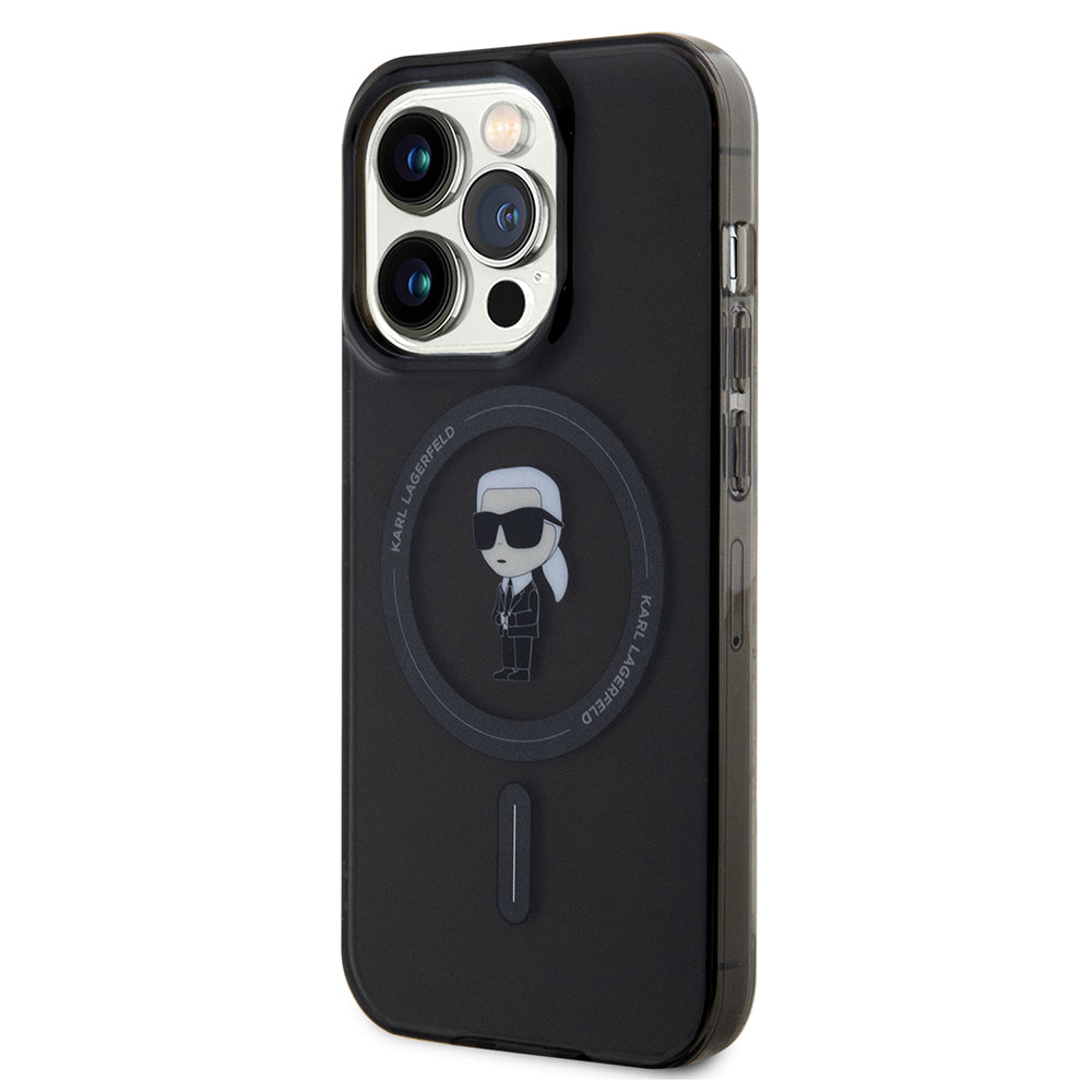 Puzdro MagSafe pre Apple iPhone 14 Pro Max, Karl Lagerfeld, IML Ikonik Karl, Čierne