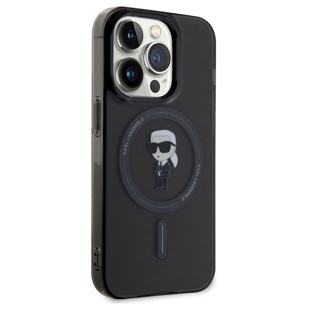 Puzdro MagSafe pre Apple iPhone 14 Pro Max, Karl Lagerfeld, IML Ikonik Karl, Čierne