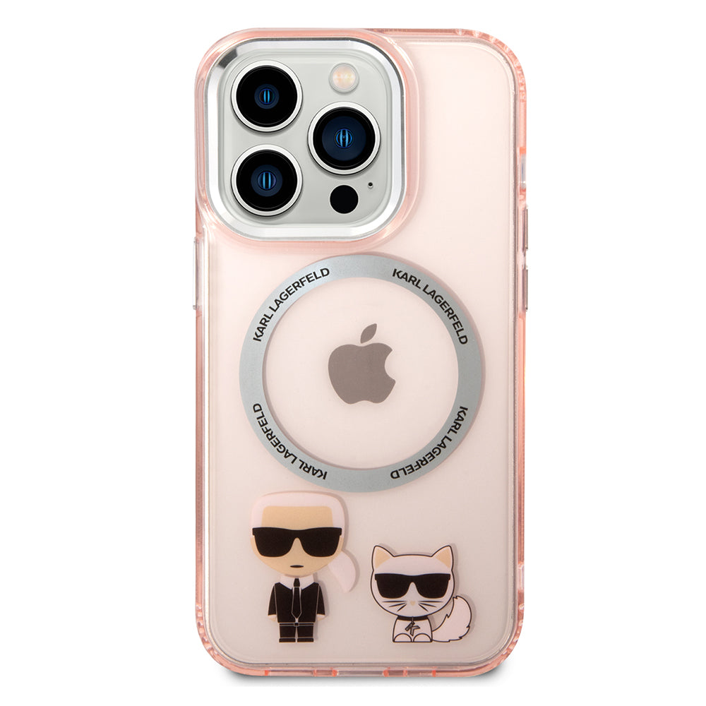 Puzdro MagSafe pre Apple iPhone 14 Pro Max, Karl Lagerfeld, Karl & Choupette Aluminium, Ružová