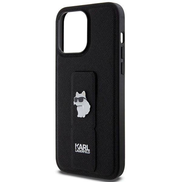 Puzdro MagSafe pre Apple iPhone 14 Pro Max, Karl Lagerfeld, Saffiano Gripstand Choupette, Čierne