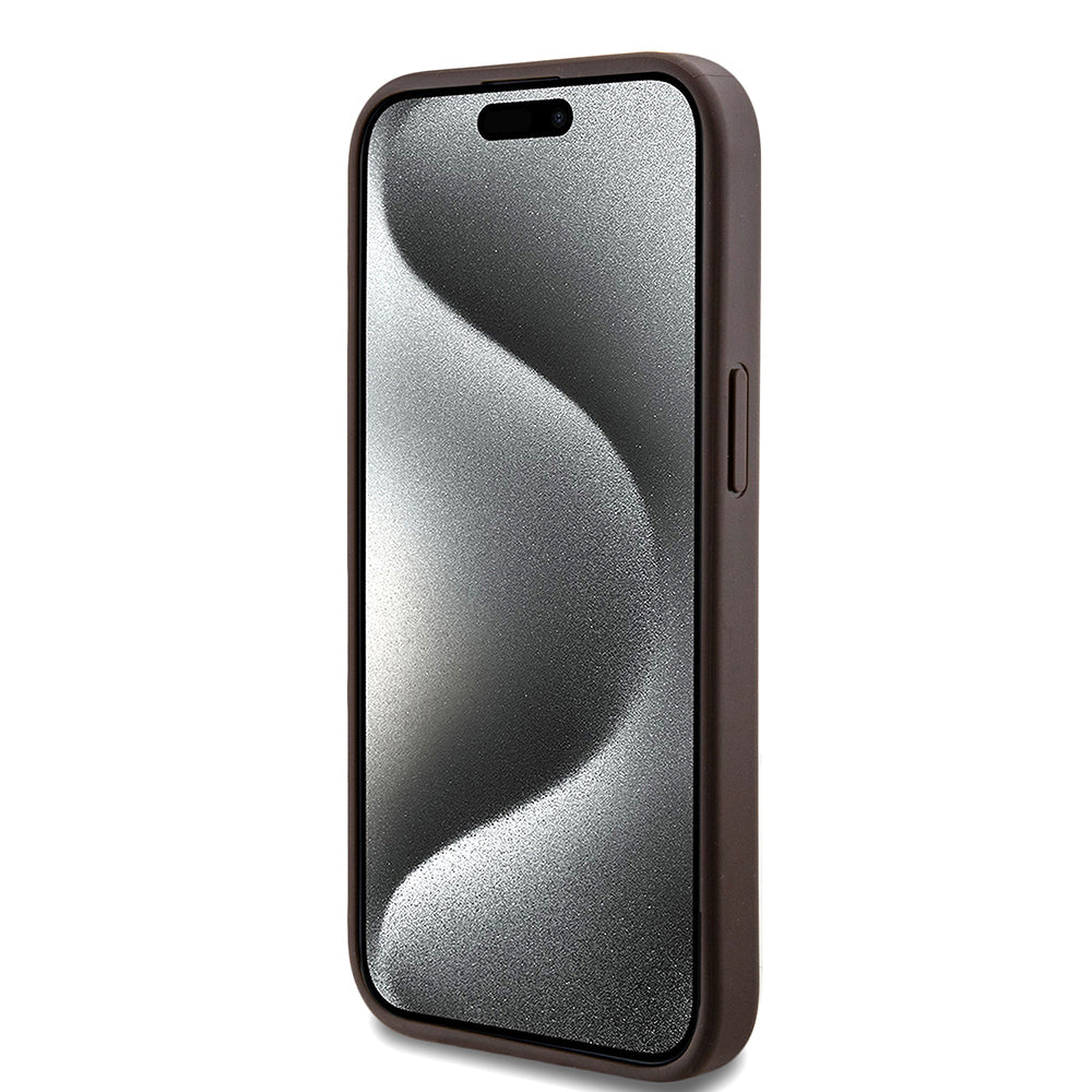 MagSafe Case for Apple iPhone 15, Guess, 4G Collection, Brown