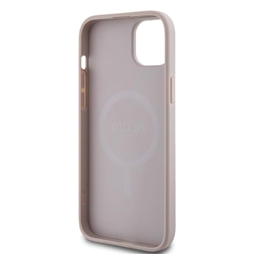 Puzdro MagSafe pre Apple iPhone 15, Guess, 4G Collection, Ružová