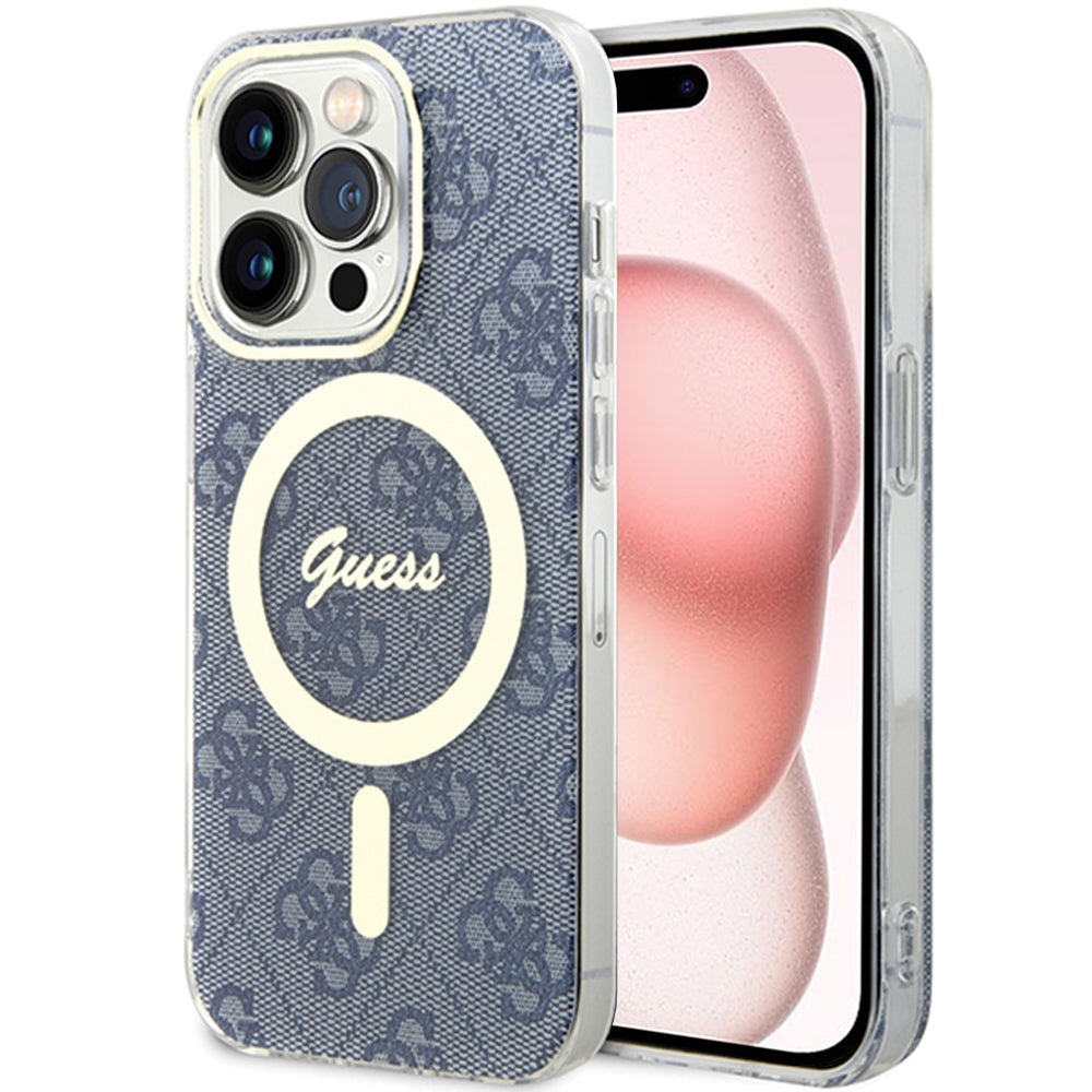 Puzdro MagSafe pre Apple iPhone 15, Guess, IML 4G, Modrá