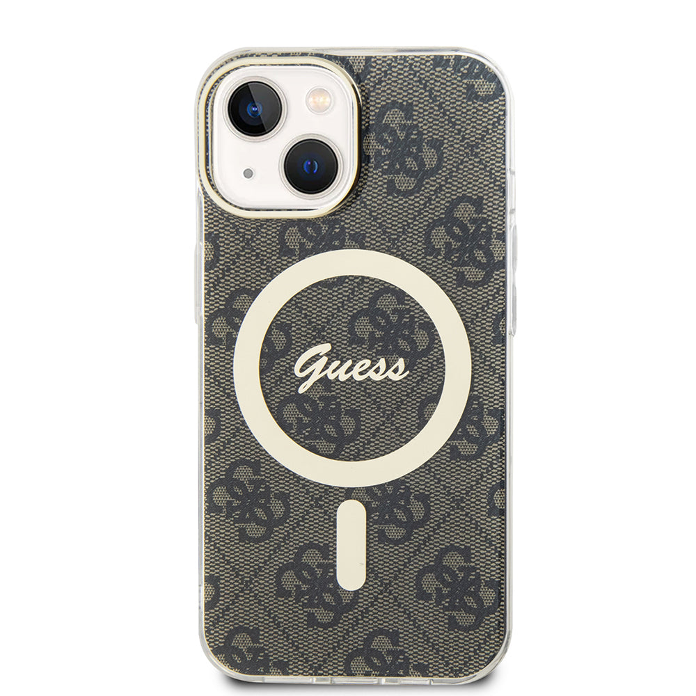 Puzdro MagSafe pre Apple iPhone 15, Guess, IML 4G, Hnedé