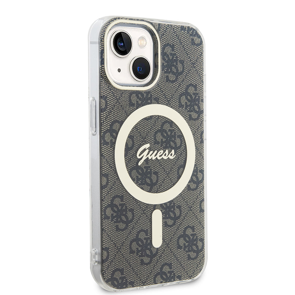 Puzdro MagSafe pre Apple iPhone 15, Guess, IML 4G, Hnedé