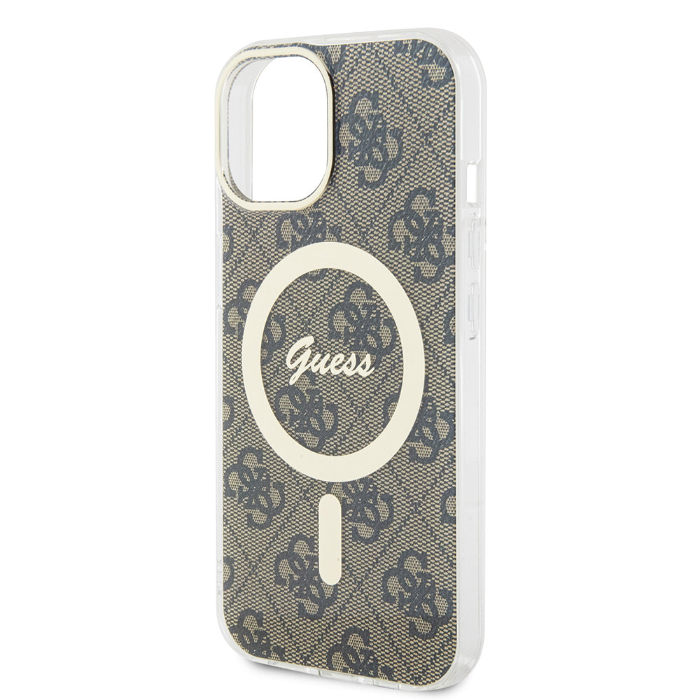 Puzdro MagSafe pre Apple iPhone 15, Guess, IML 4G, Hnedé