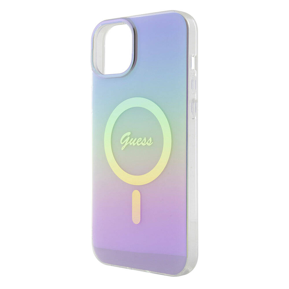 Puzdro MagSafe pre Apple iPhone 15, Guess, IML Iridescent, Fialová