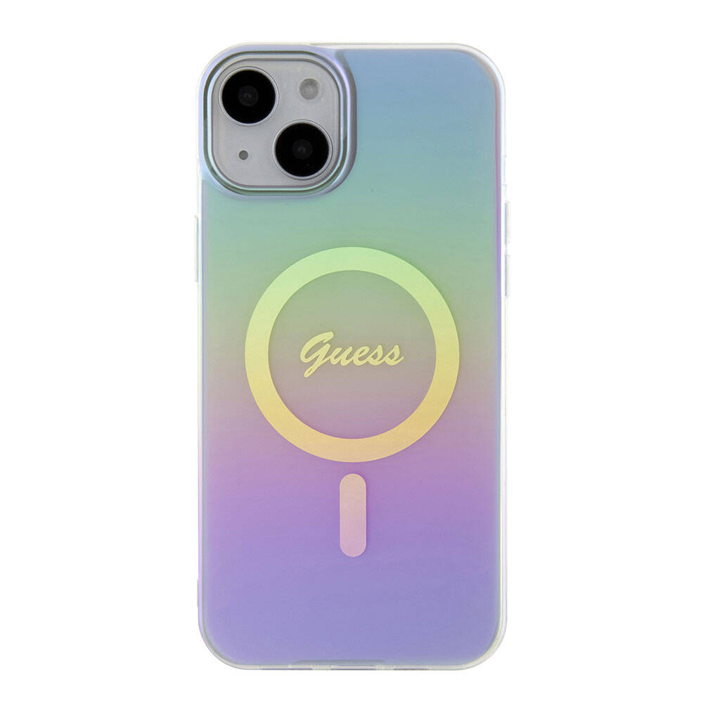 Puzdro MagSafe pre Apple iPhone 15, Guess, IML Iridescent, Fialová