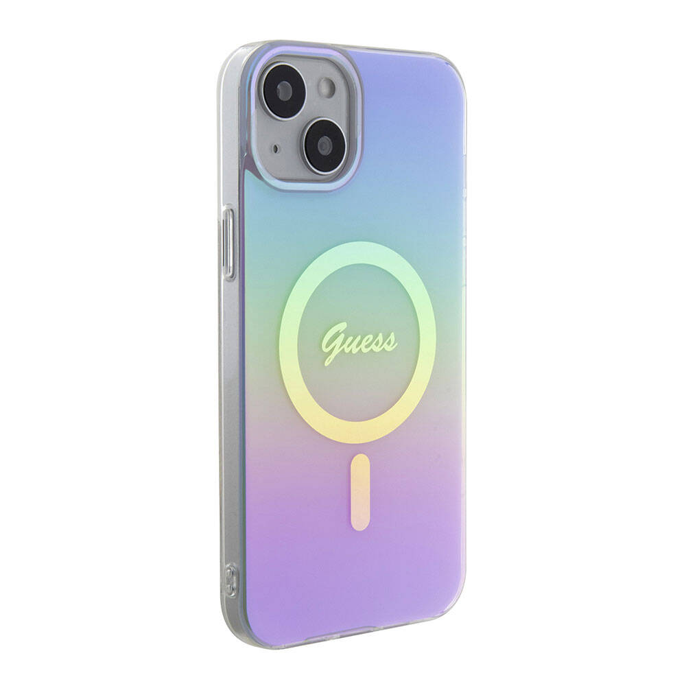 Puzdro MagSafe pre Apple iPhone 15, Guess, IML Iridescent, Fialová