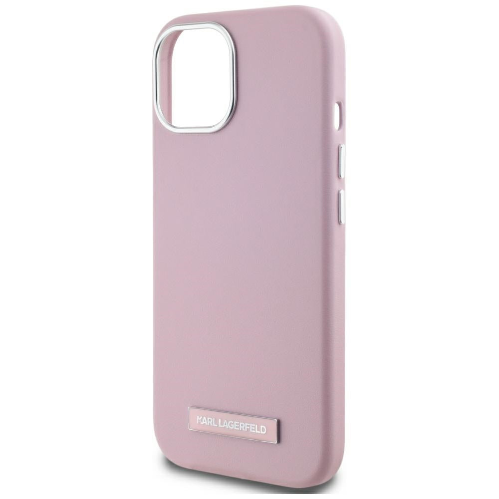 MagSafe Case for Apple iPhone 15, Karl Lagerfeld, FW Metal Plate, Pink
