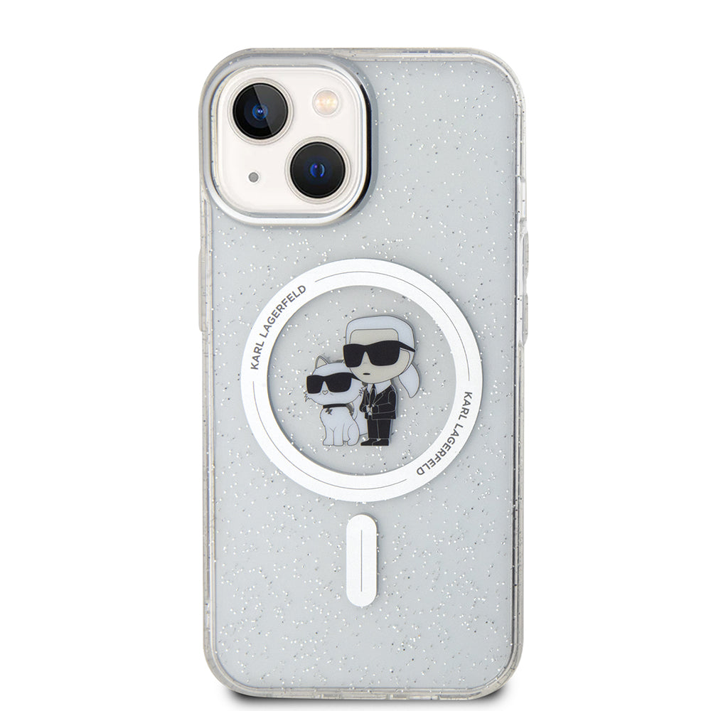 Puzdro MagSafe pre Apple iPhone 15, Karl Lagerfeld, Glitter, Transparentné