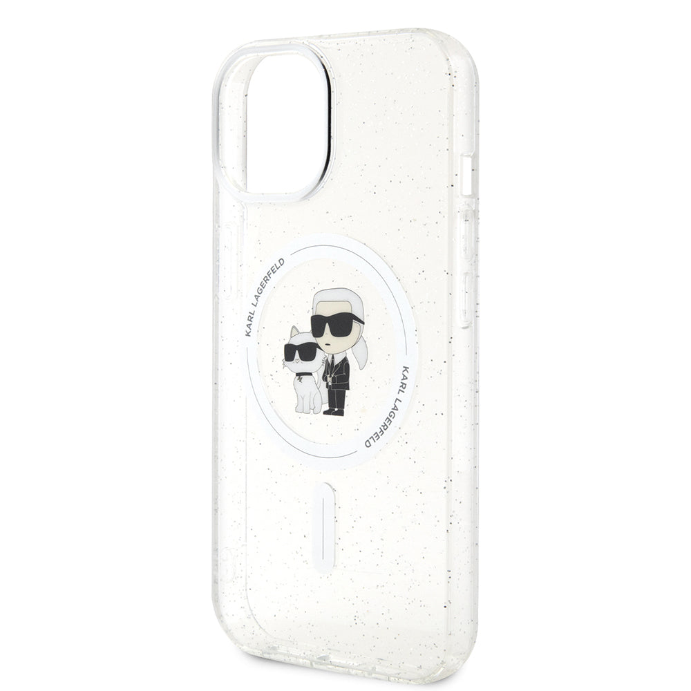 Puzdro MagSafe pre Apple iPhone 15, Karl Lagerfeld, Glitter, Transparentné