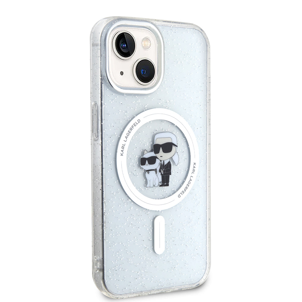 Puzdro MagSafe pre Apple iPhone 15, Karl Lagerfeld, Glitter, Transparentné