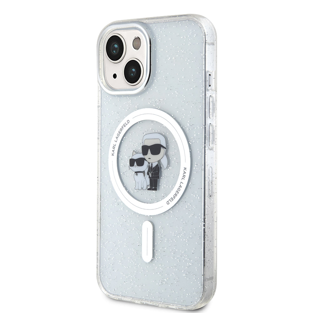 Puzdro MagSafe pre Apple iPhone 15, Karl Lagerfeld, Glitter, Transparentné