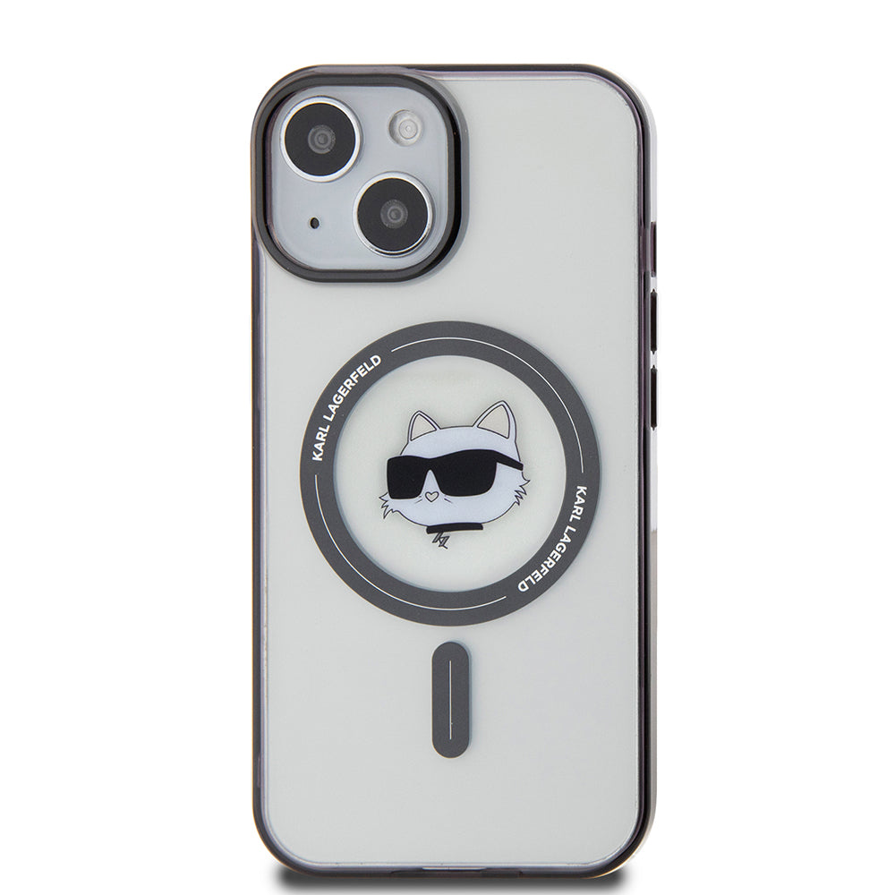 MagSafe Case for Apple iPhone 15, Karl Lagerfeld, IML Choupette's Head, Transparent