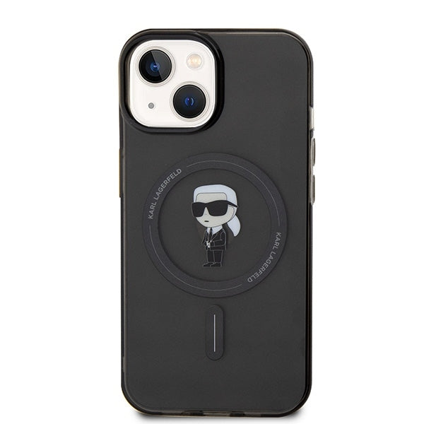 Puzdro MagSafe pre Apple iPhone 15, Karl Lagerfeld, IML Ikonik Karl, Čierne