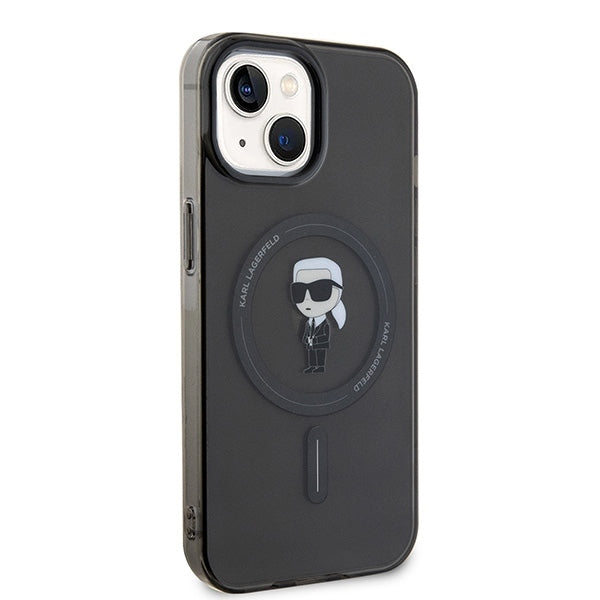 Puzdro MagSafe pre Apple iPhone 15, Karl Lagerfeld, IML Ikonik Karl, Čierne