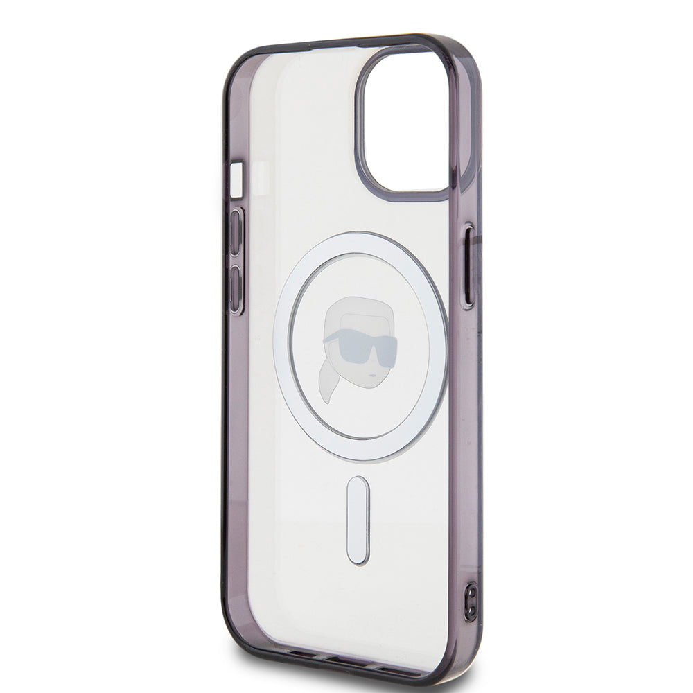 Puzdro MagSafe pre Apple iPhone 15, Karl Lagerfeld, IML Karl's Head, Priehľadné