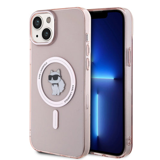 Puzdro MagSafe pre Apple iPhone 15 Plus / 14 Plus, Karl Lagerfeld, IML Choupette, Ružová