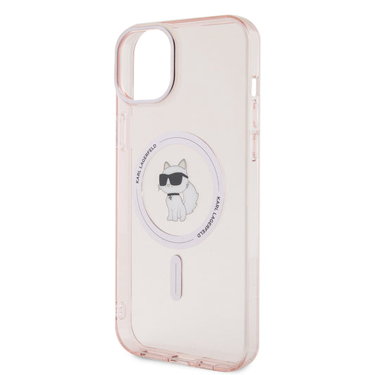 Puzdro MagSafe pre Apple iPhone 15 Plus / 14 Plus, Karl Lagerfeld, IML Choupette, Ružová
