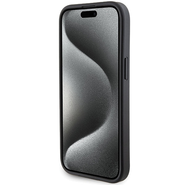 Puzdro MagSafe pre Apple iPhone 15 Plus / 14 Plus, Karl Lagerfeld, Saffiano Gripstand Karl & Choupette, Čierne