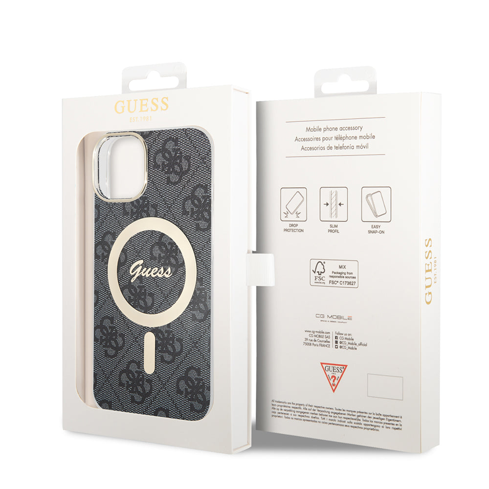 Puzdro MagSafe pre Apple iPhone 15 Plus, Guess, IML 4G, Čierne