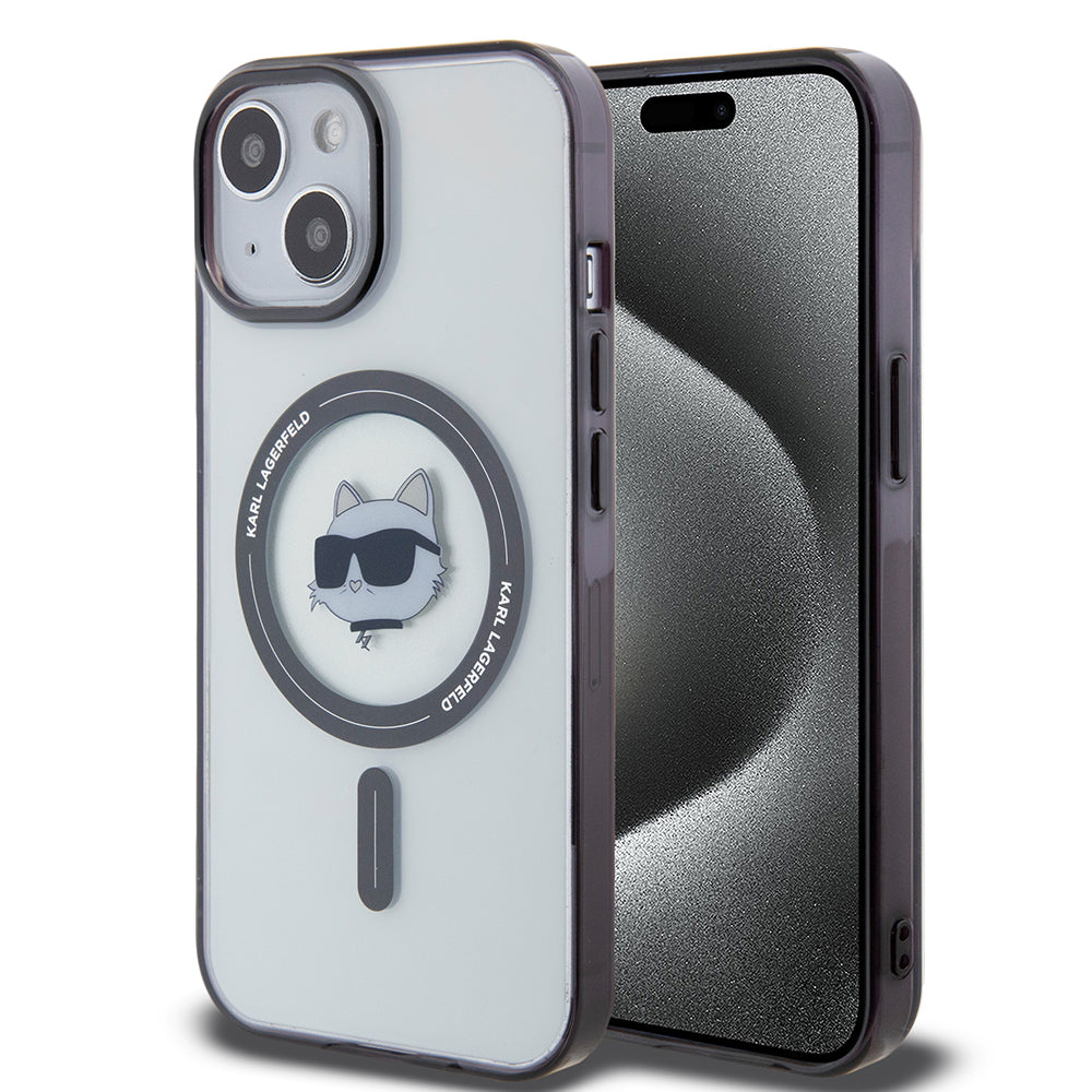 Puzdro MagSafe pre Apple iPhone 15 Plus, Karl Lagerfeld, IML Choupette's Head, Priehľadné