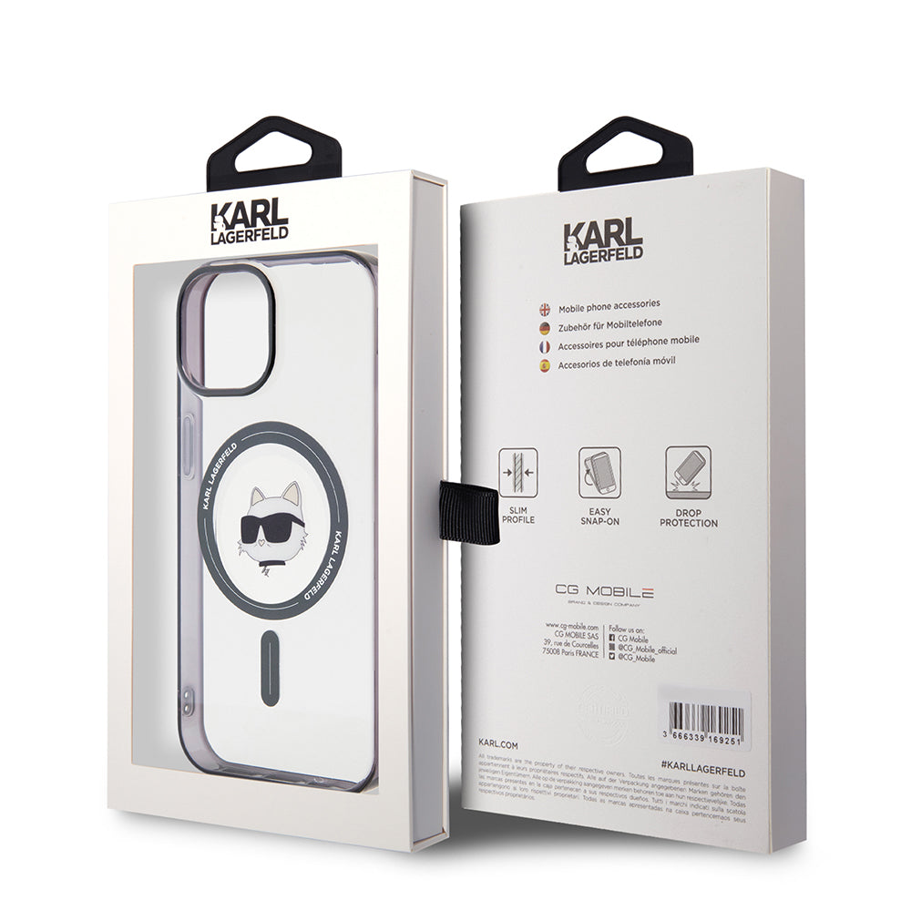 Puzdro MagSafe pre Apple iPhone 15 Plus, Karl Lagerfeld, IML Choupette's Head, Priehľadné