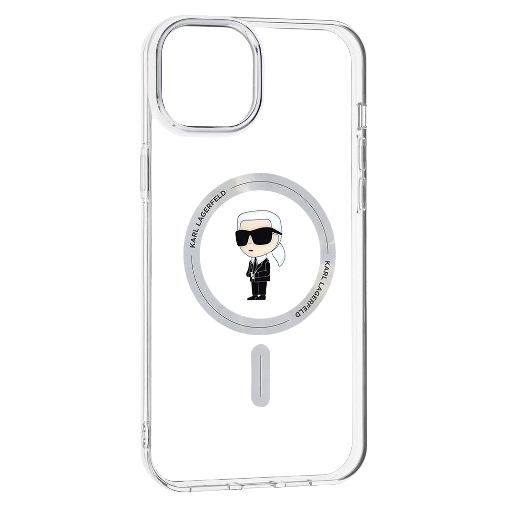 Puzdro MagSafe pre Apple iPhone 15 Plus, Karl Lagerfeld, IML Ikonik Karl, Priehľadné
