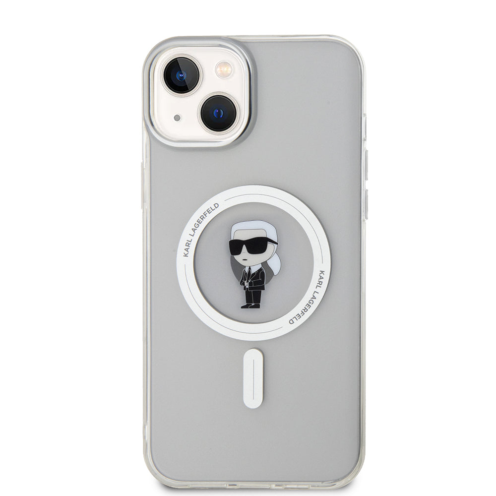 Puzdro MagSafe pre Apple iPhone 15 Plus, Karl Lagerfeld, IML Ikonik Karl, Priehľadné
