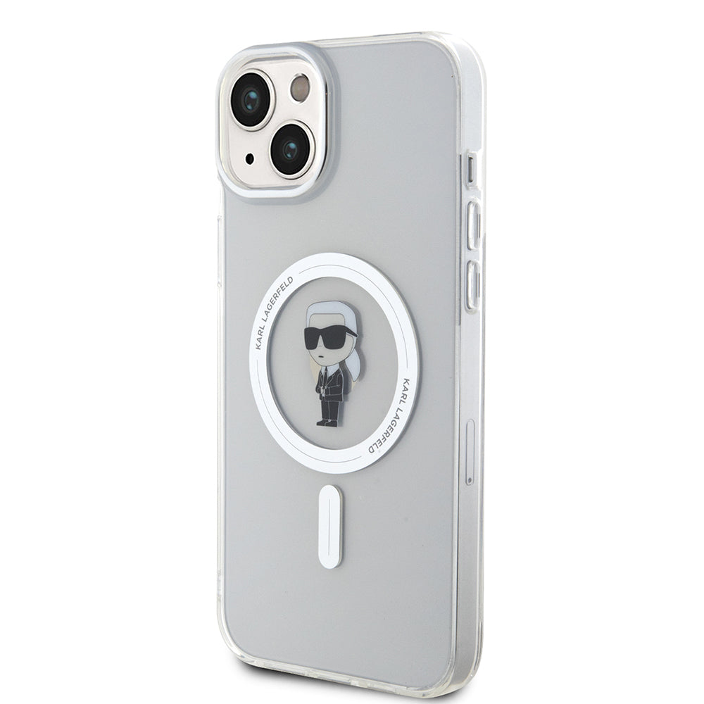 Puzdro MagSafe pre Apple iPhone 15 Plus, Karl Lagerfeld, IML Ikonik Karl, Priehľadné