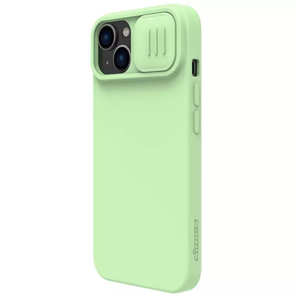 MagSafe puzdro pre Apple iPhone 15 Plus, Nillkin, CamShield Silky, Svetlozelené
