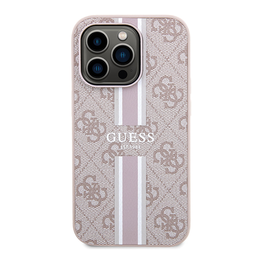 Puzdro MagSafe pre Apple iPhone 15 Pro, Guess, 4G Printed Stripes, Ružové