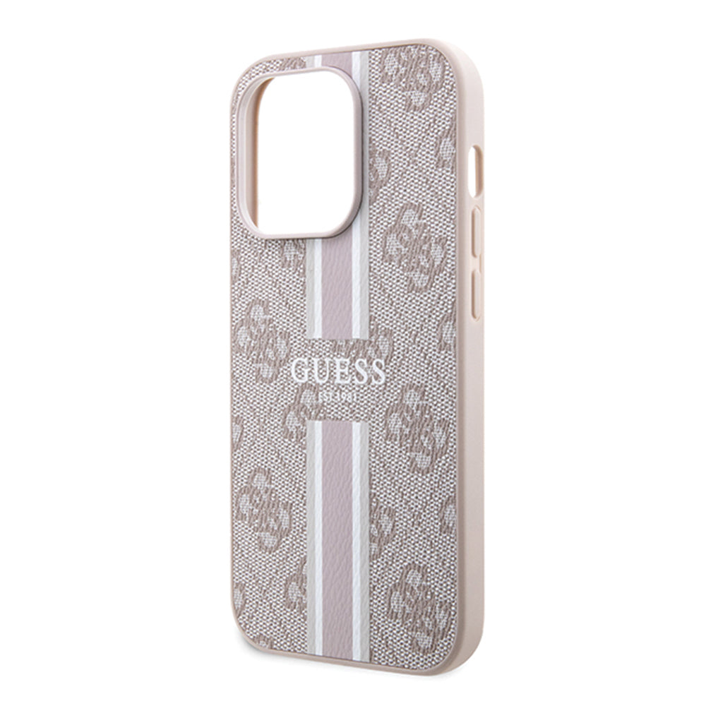 Puzdro MagSafe pre Apple iPhone 15 Pro, Guess, 4G Printed Stripes, Ružové
