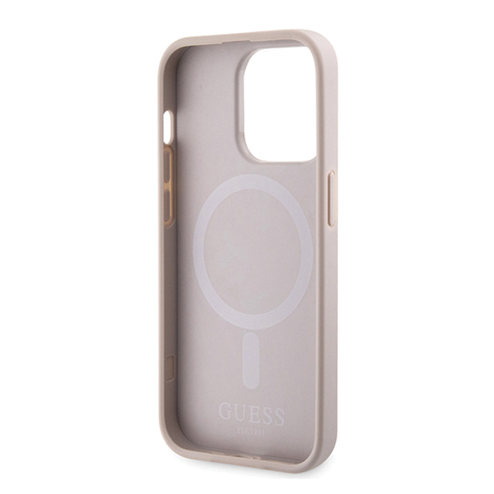 Puzdro MagSafe pre Apple iPhone 15 Pro, Guess, 4G Printed Stripes, Ružové