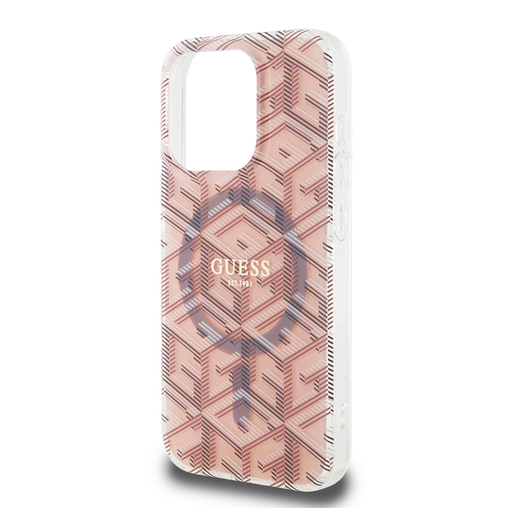 Puzdro MagSafe pre Apple iPhone 15 Pro, Guess, IML Gcube, Ružové