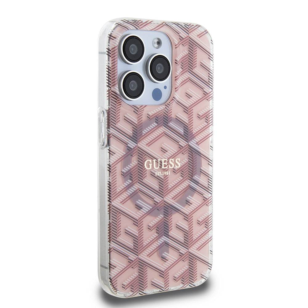 Puzdro MagSafe pre Apple iPhone 15 Pro, Guess, IML Gcube, Ružové