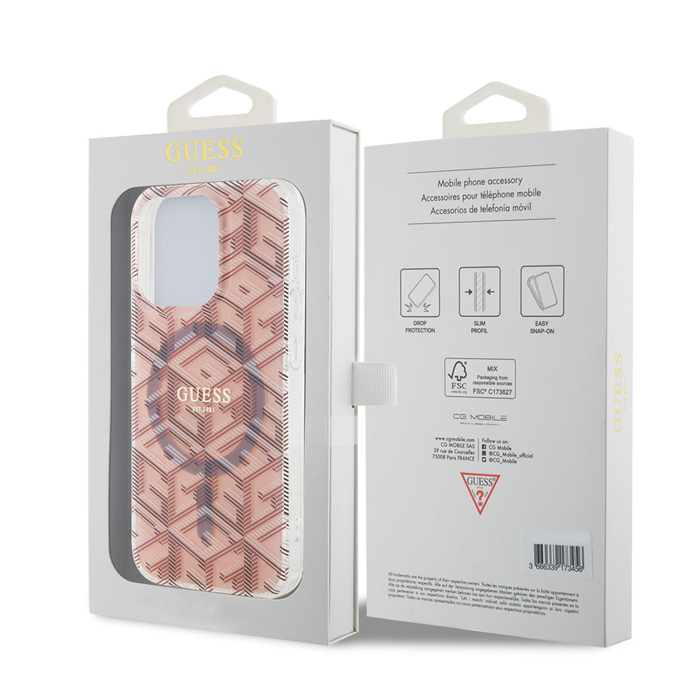 Puzdro MagSafe pre Apple iPhone 15 Pro, Guess, IML Gcube, Ružové