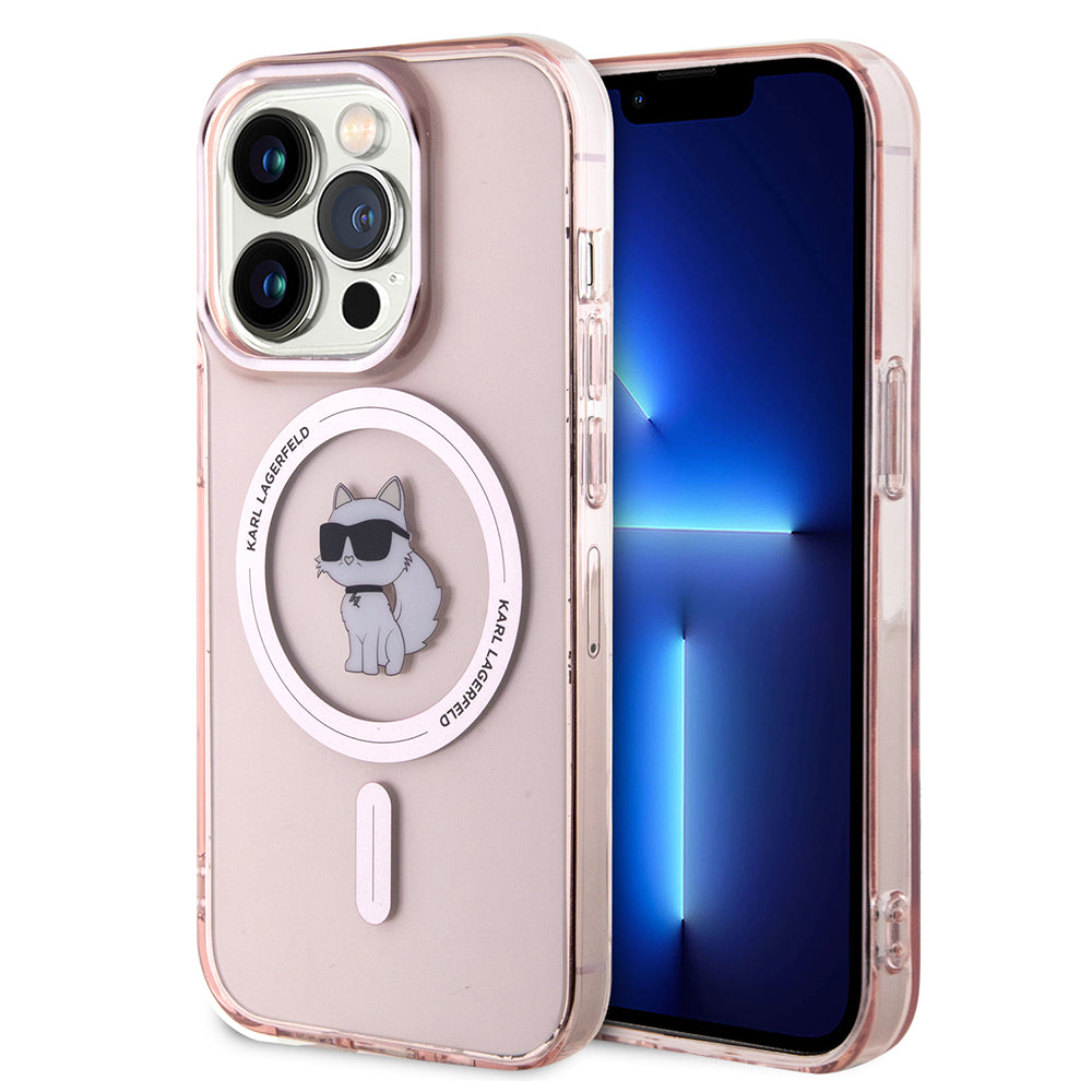 Puzdro MagSafe pre Apple iPhone 15 Pro, Karl Lagerfeld, IML Choupette, Ružová