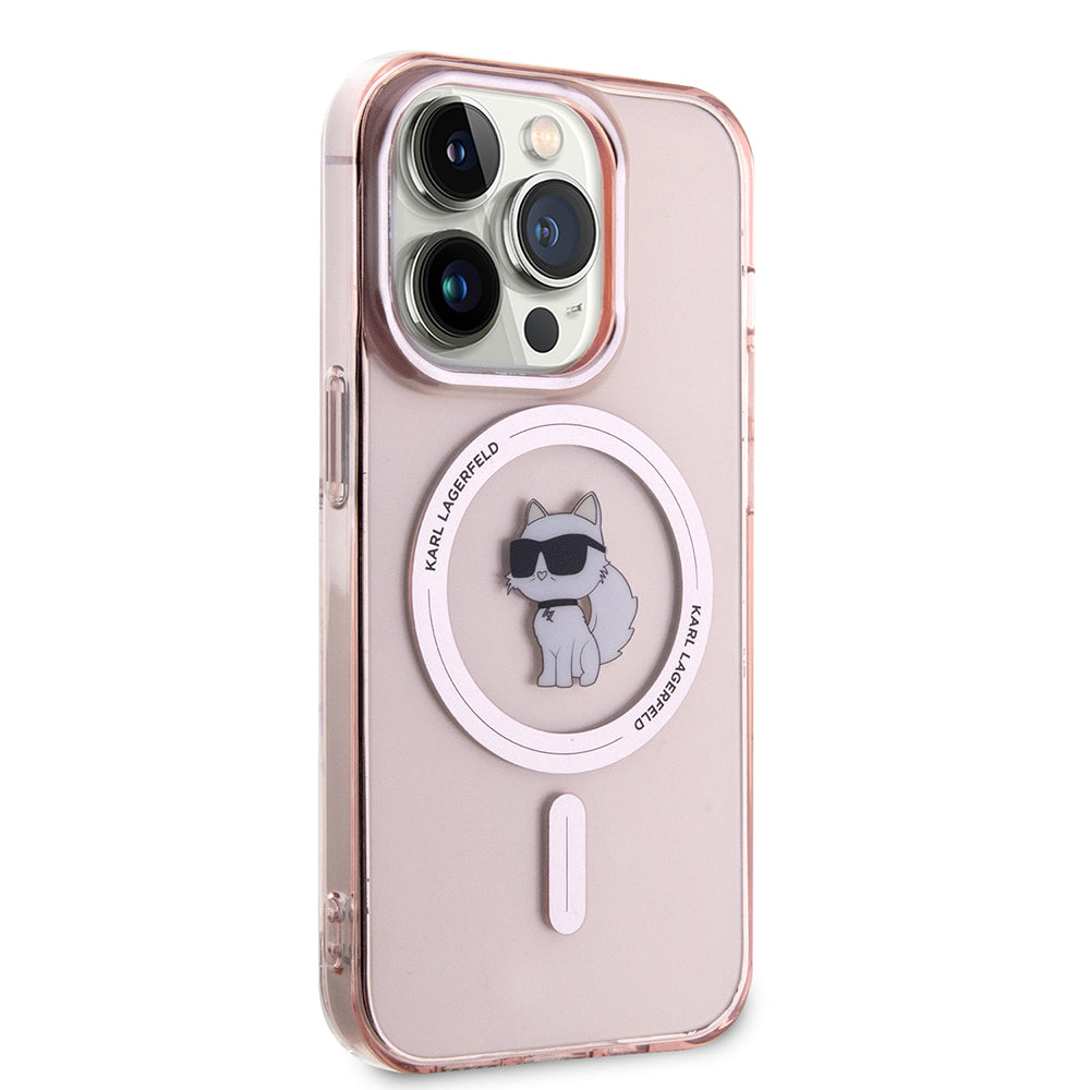 Puzdro MagSafe pre Apple iPhone 15 Pro, Karl Lagerfeld, IML Choupette, Ružová