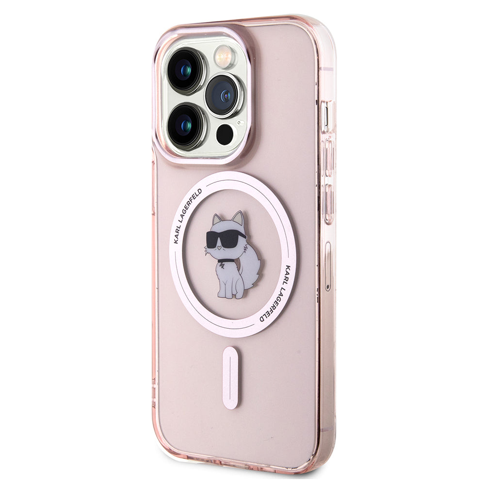 Puzdro MagSafe pre Apple iPhone 15 Pro, Karl Lagerfeld, IML Choupette, Ružová