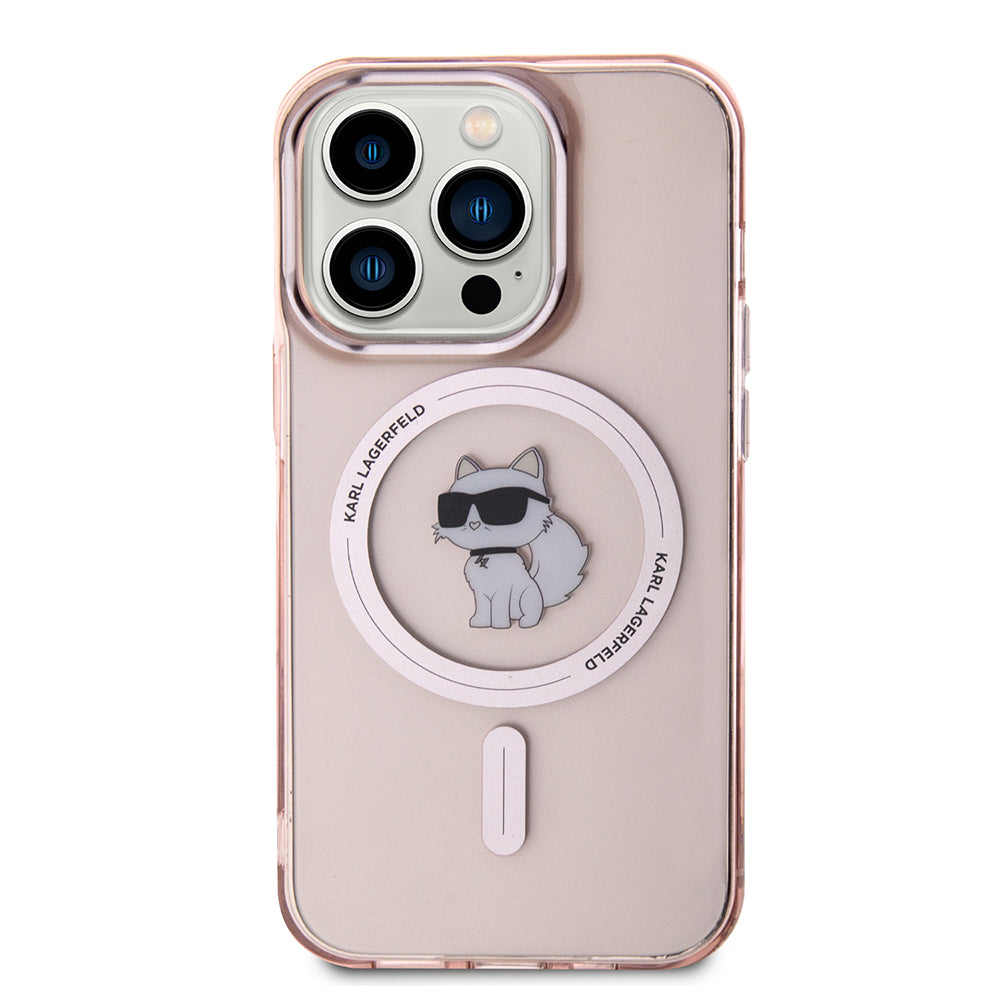 Puzdro MagSafe pre Apple iPhone 15 Pro, Karl Lagerfeld, IML Choupette, Ružová