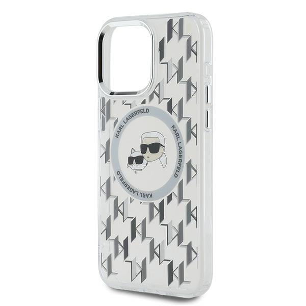 Puzdro MagSafe pre Apple iPhone 15 Pro, Karl Lagerfeld, IML Monogram Karl & Choupette's Heads, Priehľadné