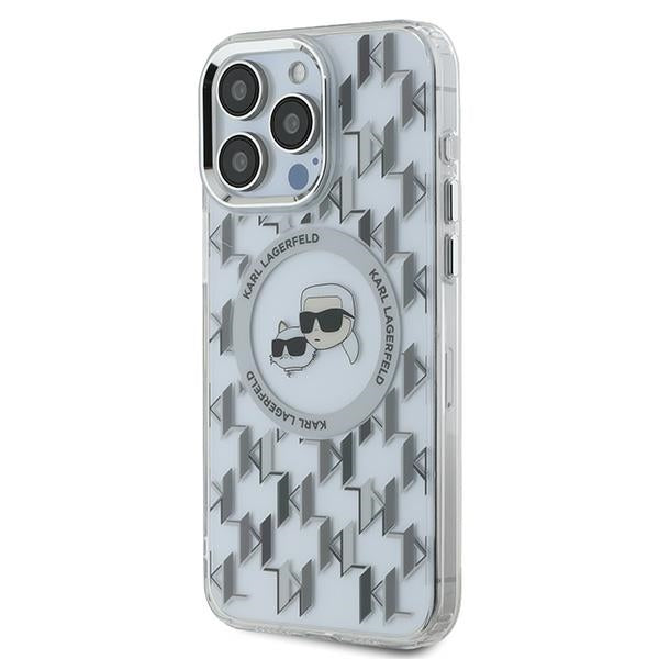 Puzdro MagSafe pre Apple iPhone 15 Pro, Karl Lagerfeld, IML Monogram Karl & Choupette's Heads, Priehľadné