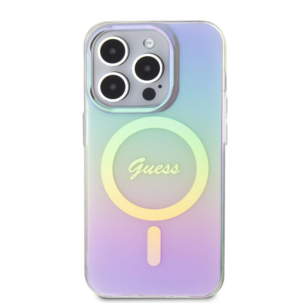 Puzdro MagSafe pre Apple iPhone 15 Pro Max, Guess, IML Iridescent, Fialové