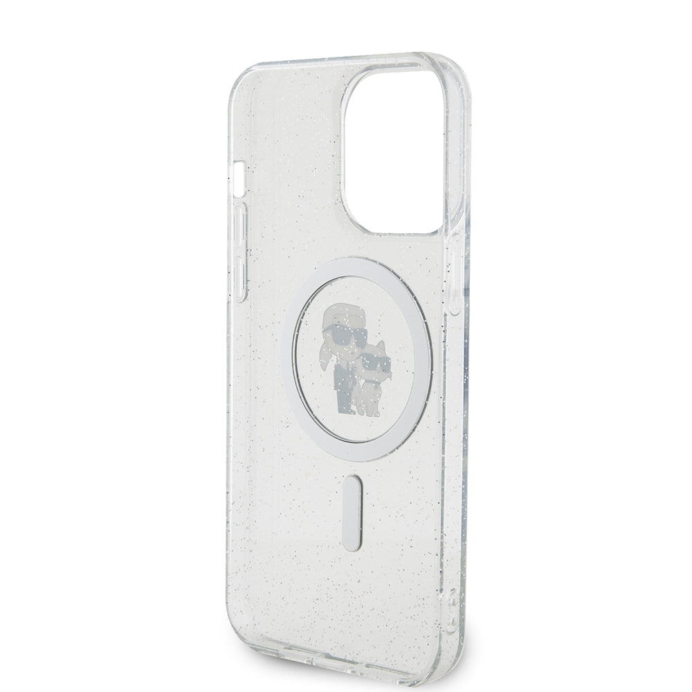 Puzdro MagSafe pre Apple iPhone 15 Pro Max, Karl Lagerfeld, Glitter, Transparent