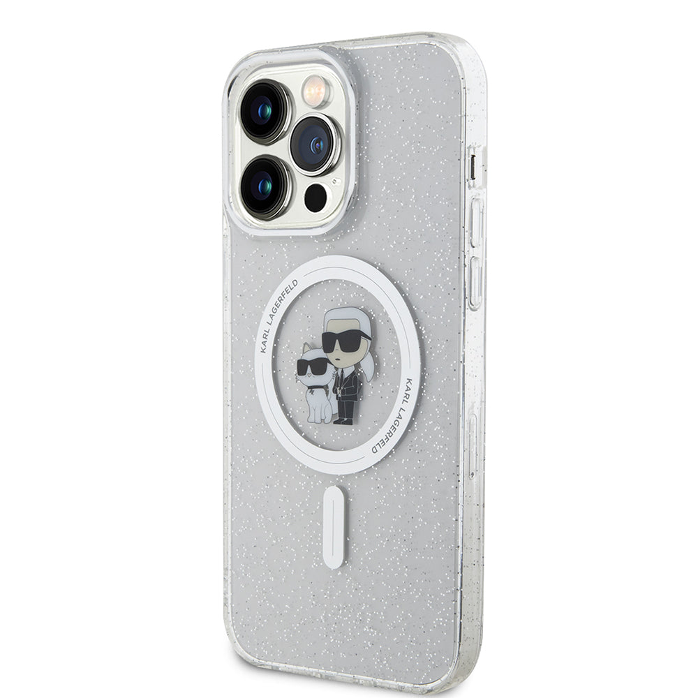 Puzdro MagSafe pre Apple iPhone 15 Pro Max, Karl Lagerfeld, Glitter, Transparent