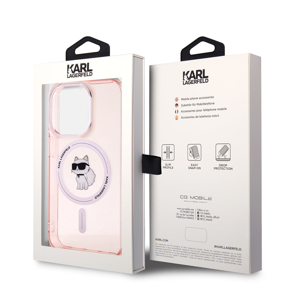 Puzdro MagSafe pre Apple iPhone 15 Pro Max, Karl Lagerfeld, IML Choupette, Ružová