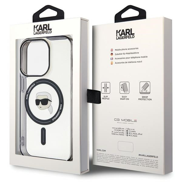 Puzdro MagSafe pre Apple iPhone 15 Pro Max, Karl Lagerfeld, IML Karl's Head, Transparentné